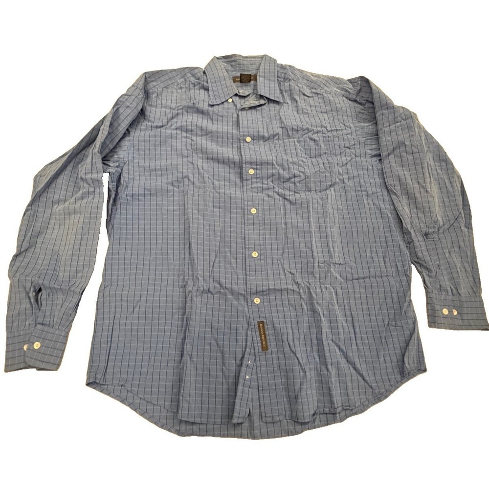 Banana Republic Shirt Men's XL Blue Windowpane Plaid 100% Cotton Button Up